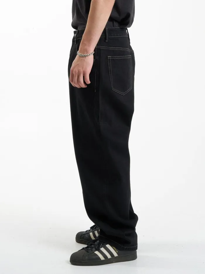 Mens Big Slacker Disorder Embro Denim Jean Black Rinse Thrills Denim