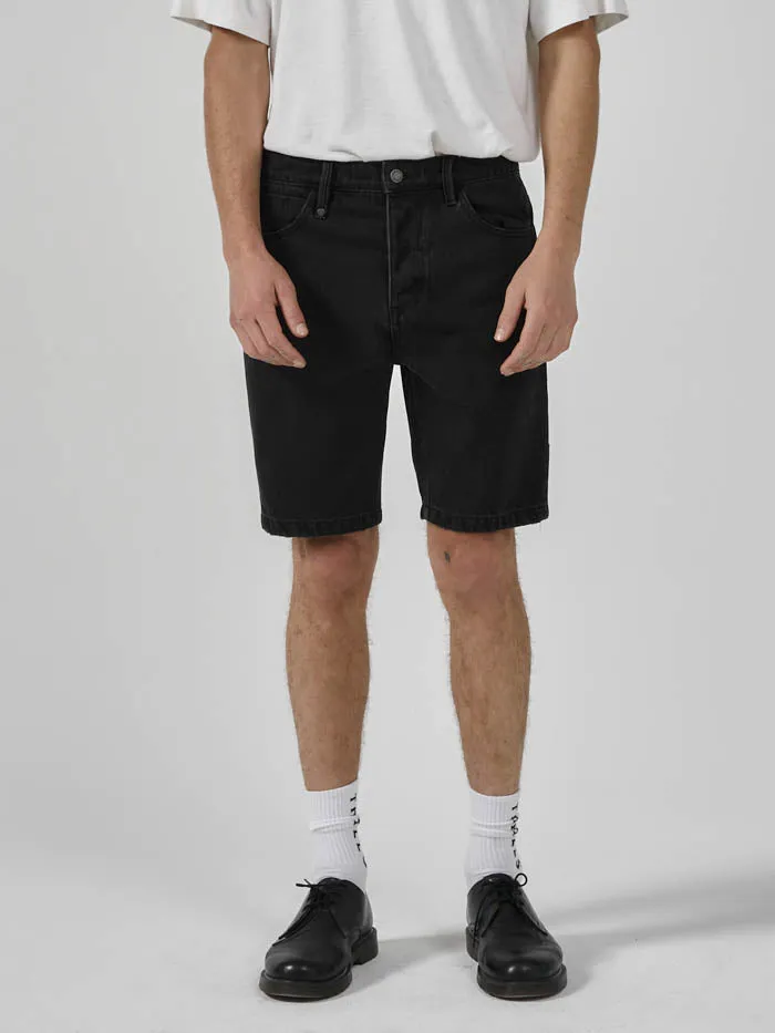 Mens Chopped Hem Denim Short Aged Black Thrills Denim Shorts