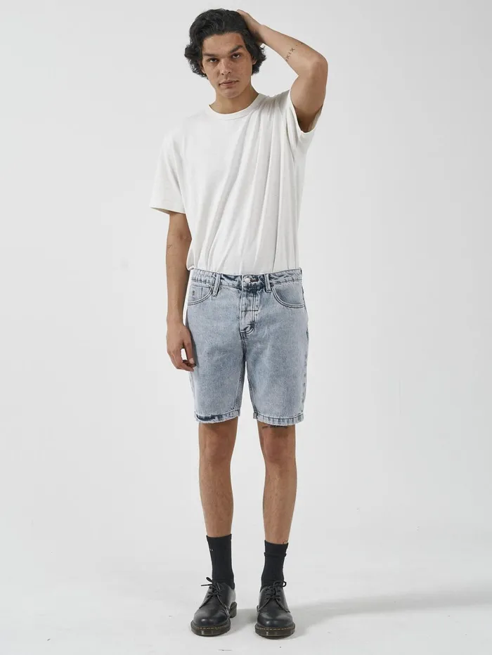 Mens Chopped Hem Denim Short Garage Blue Thrills Denim Shorts