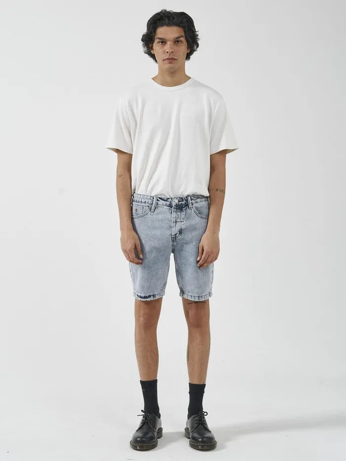 Mens Chopped Hem Denim Short Garage Blue Thrills Denim Shorts