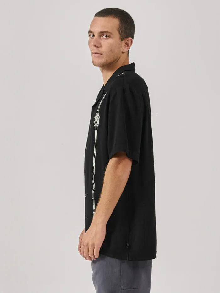 Mens Enigma Bowling Shirt Washed Black Thrills Shirts