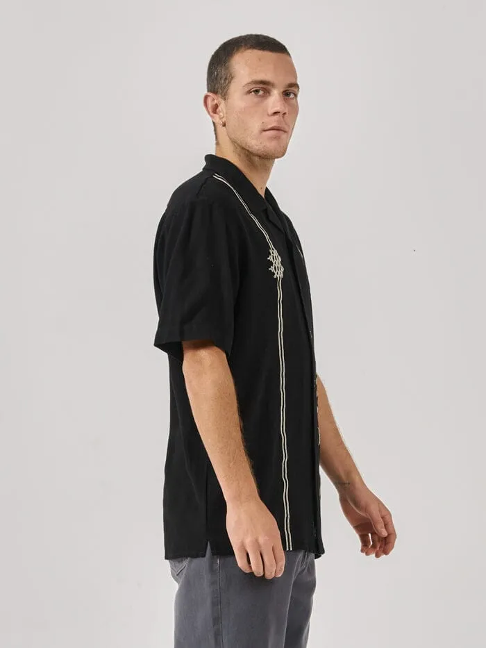 Mens Enigma Bowling Shirt Washed Black Thrills Shirts