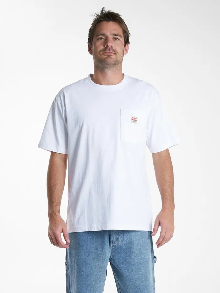 Mens Hard Yakka X Oversize Pocket Tee White Thrills Tees and Tank Tops