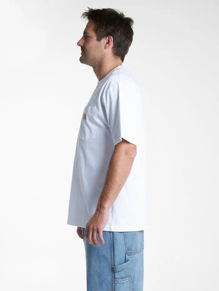 Mens Hard Yakka X Oversize Pocket Tee White Thrills Tees and Tank Tops