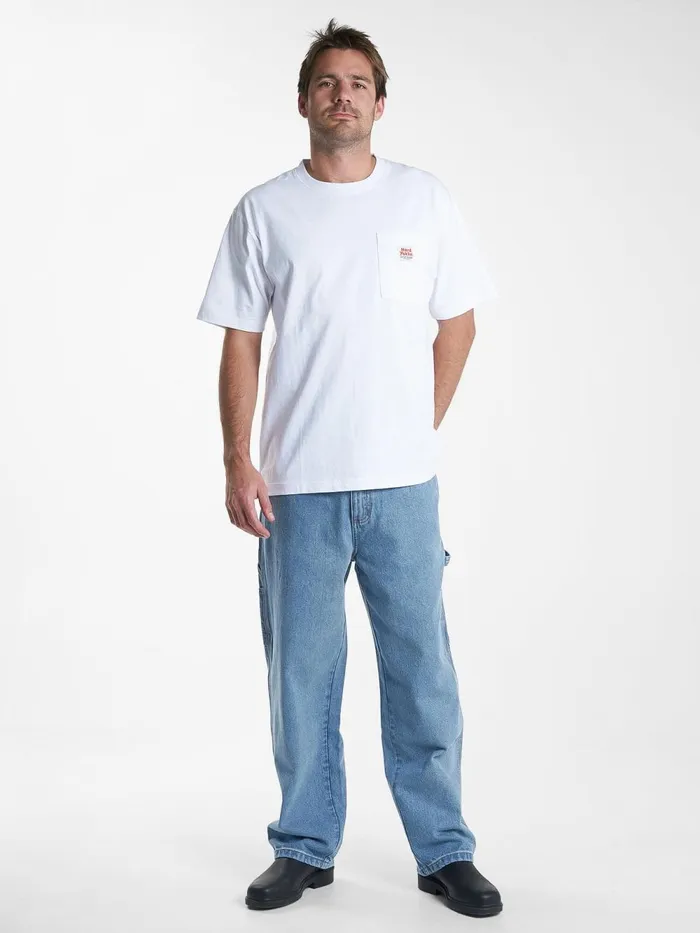 Mens Hard Yakka X Oversize Pocket Tee White Thrills Tees and Tank Tops