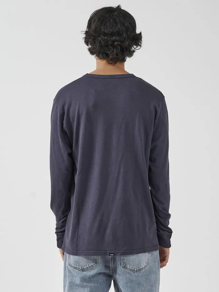 Mens Hemp Embro Merch Fit Long Sleeve Tee Marine Blue Thrills Tees and Tank Tops