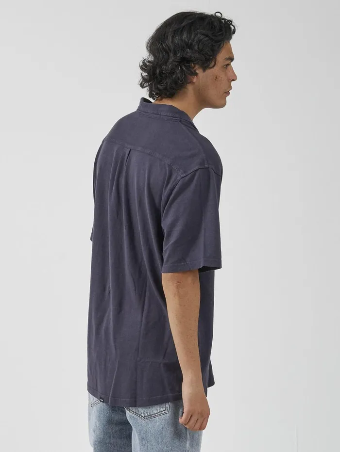 Mens Hemp Oversized Short Sleeve Jersey Shirt Marine Blue Thrills Shirts