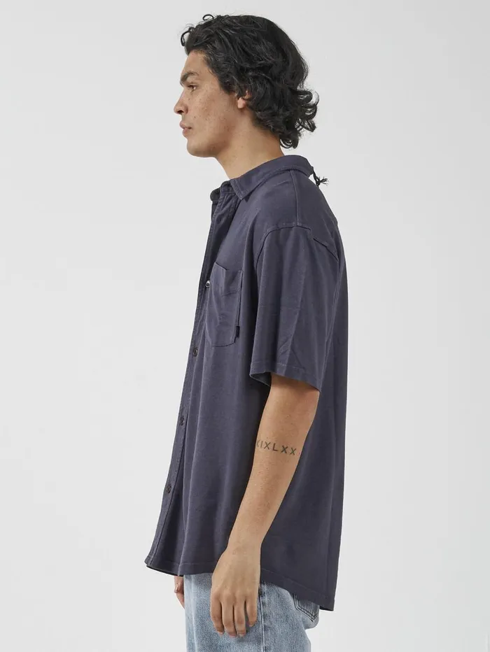 Mens Hemp Oversized Short Sleeve Jersey Shirt Marine Blue Thrills Shirts