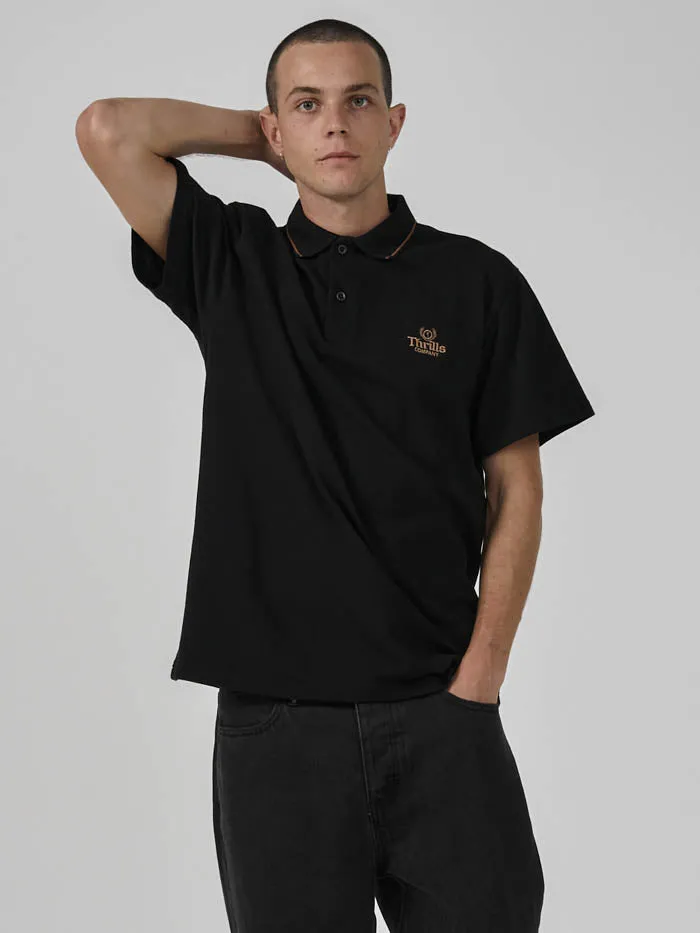 Mens King Embro Polo Black Thrills Tees and Tank Tops