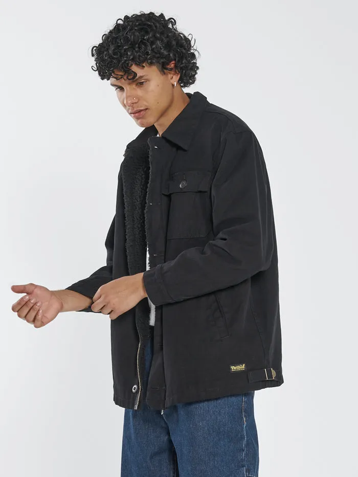 Mens Legion Sherpa Jacket Black Thrills Jackets