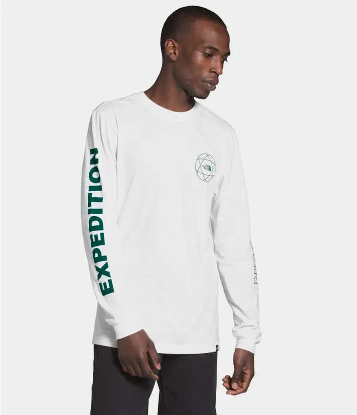 Mens Long Sleeve Double Sleeve Graphic Tee Tnf Whiteevergreen The North Face TShirts