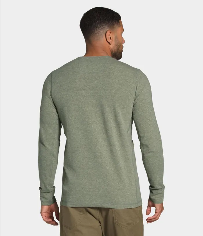 Mens Longsleeve Tnf Terry Crew New Taupe Green Heather The North Face Shirts and Polos