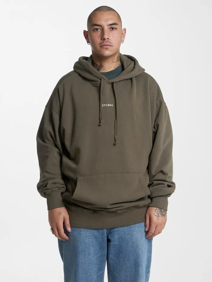 Mens Minimal Slouch Pull On Hood Tarmac Thrills Sweaters and Fleece
