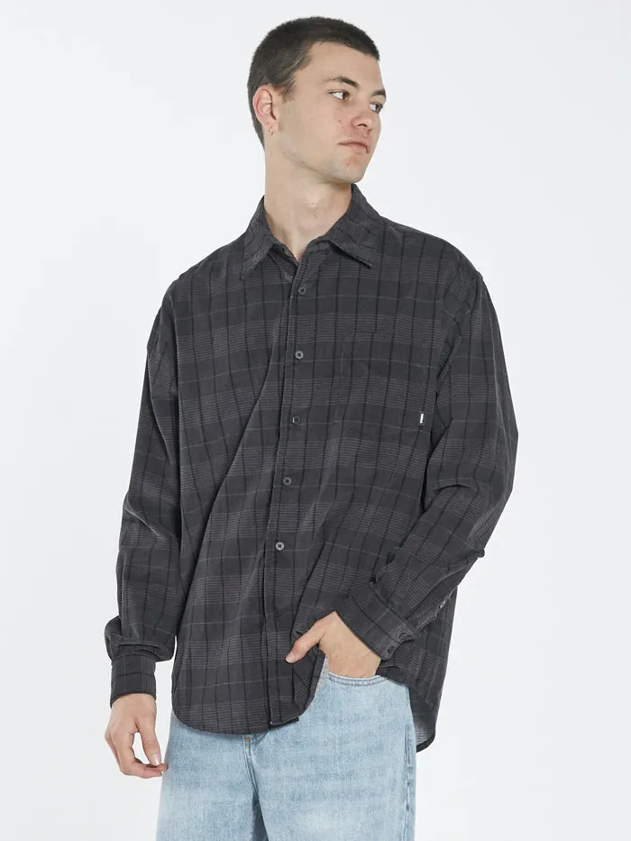Mens Napier Cord Long Sleeve Shirt Black Thrills Shirts