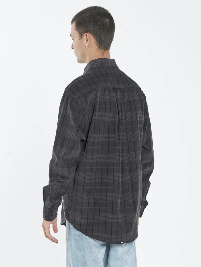 Mens Napier Cord Long Sleeve Shirt Black Thrills Shirts