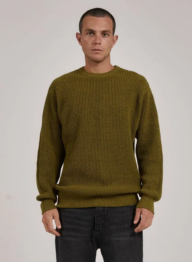 Mens Reaction Crew Knit Antique Moss Thrills Sweaters and Fleece