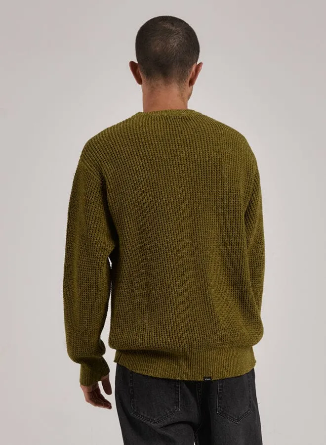 Mens Reaction Crew Knit Antique Moss Thrills Sweaters and Fleece