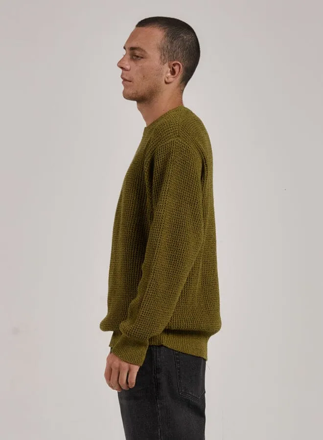 Mens Reaction Crew Knit Antique Moss Thrills Sweaters and Fleece