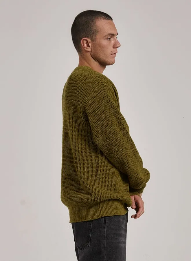 Mens Reaction Crew Knit Antique Moss Thrills Sweaters and Fleece