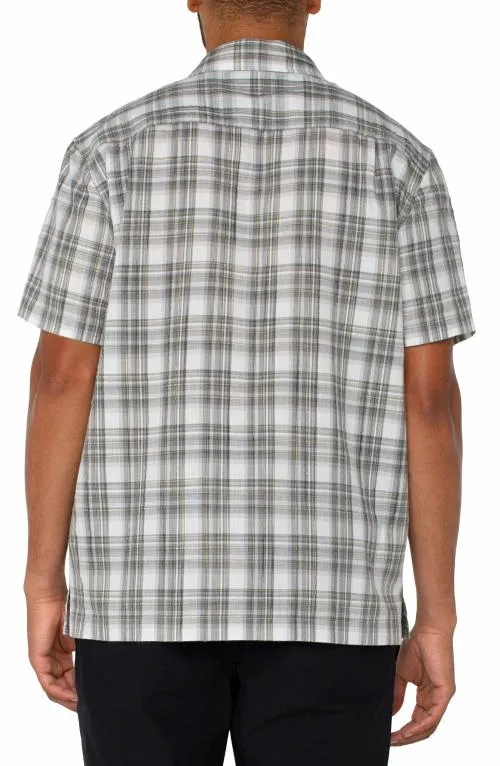 Mens Shirts Liverpool Los Angeles Button Up Short Sleeve Shirt Sage Grey Multi