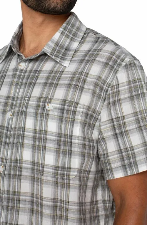Mens Shirts Liverpool Los Angeles Button Up Short Sleeve Shirt Sage Grey Multi