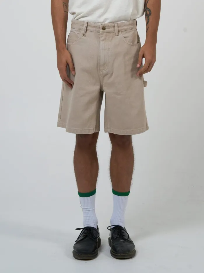 Mens Slacker Denim Short Smokey Taupe Thrills Denim Shorts