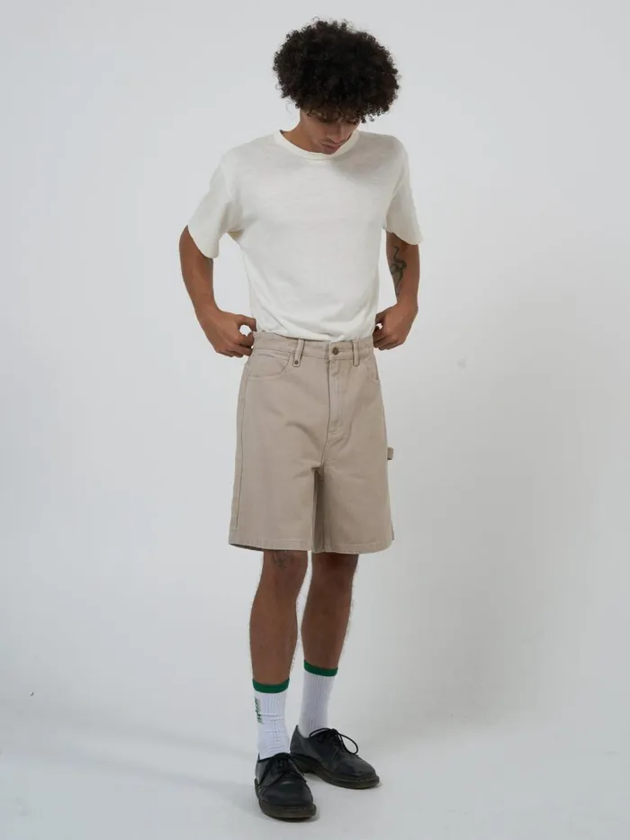 Mens Slacker Denim Short Smokey Taupe Thrills Denim Shorts