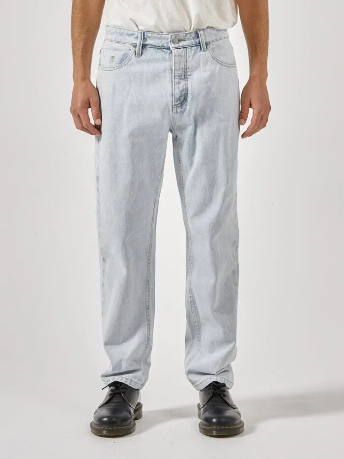 Mens Straight Line Denim Jean Faded Dust Blue Thrills Denim