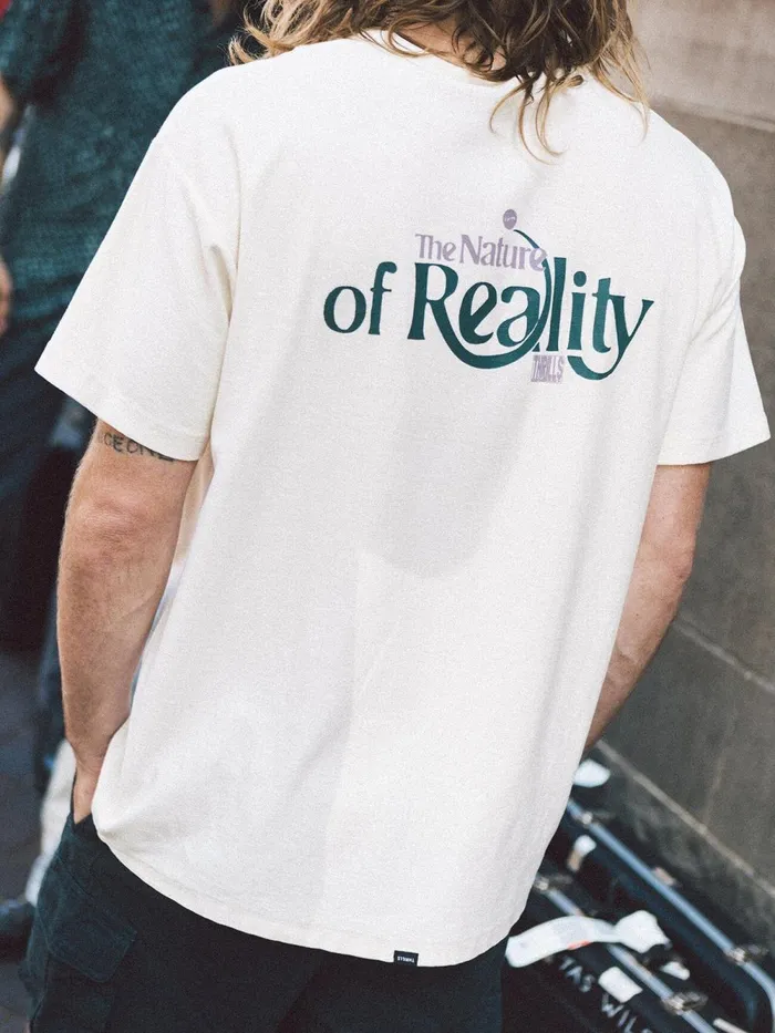 Mens The Nature Of Reality Merch Fit Tee Heritage White Thrills Tees and Tank Tops