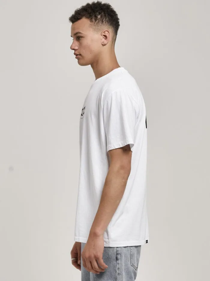 Mens The Paradox Merch Fit Tee White Thrills Tees and Tank Tops