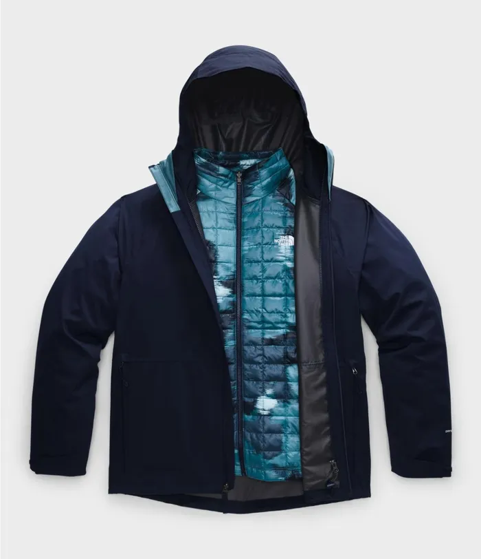 Mens ThermoBall Eco Triclimate Jacket Aviator Navymallard Blue Abstract Ikat Print The North Face 3In1