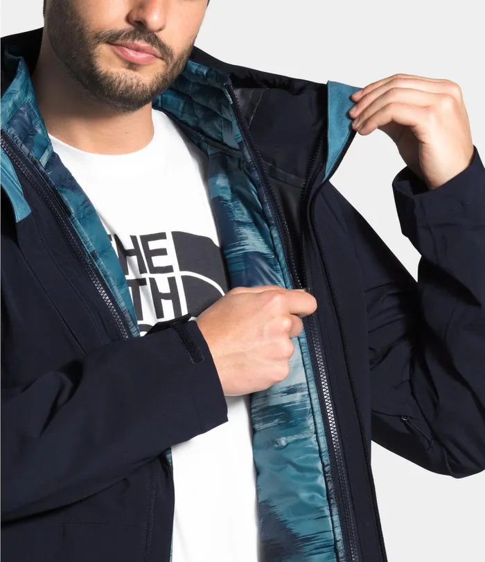 Mens ThermoBall Eco Triclimate Jacket Aviator Navymallard Blue Abstract Ikat Print The North Face Insulated and Down Jackets
