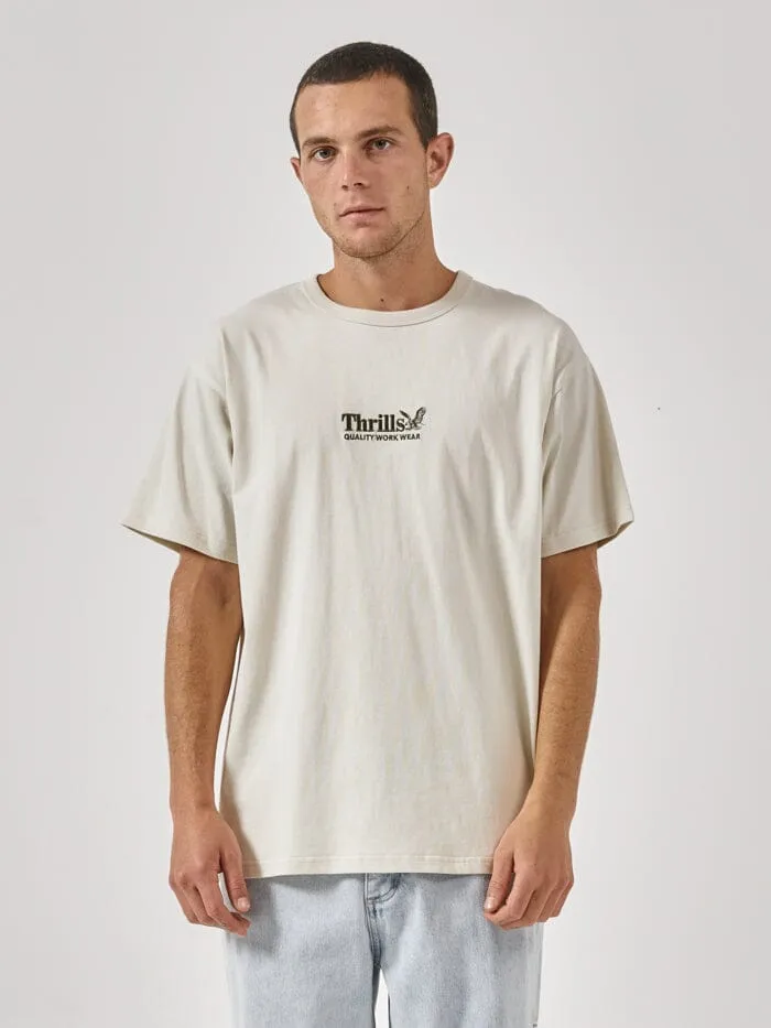 Mens Workwear Embro Box Fit Tee Heritage White Thrills Tees and Tank Tops