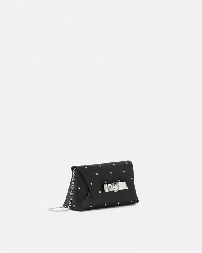 Mini Bags and Clutches Women Versace Cielo Stellato Gianni Ribbon Clutch Blacksilver