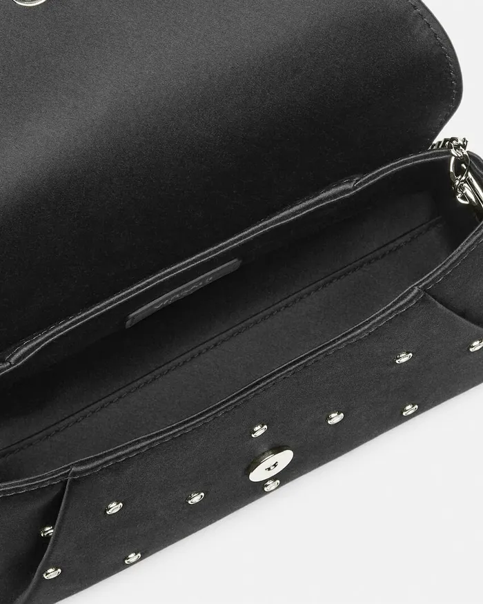 Mini Bags and Clutches Women Versace Cielo Stellato Gianni Ribbon Clutch Blacksilver