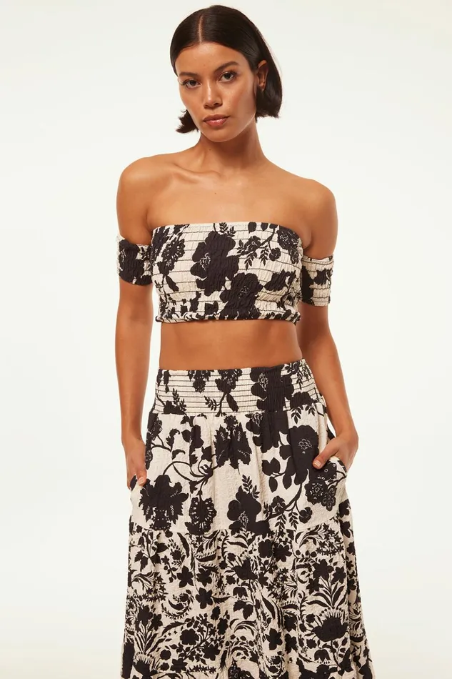 MISA Los Angeles ALBA TOP Flora Negra Women Tops