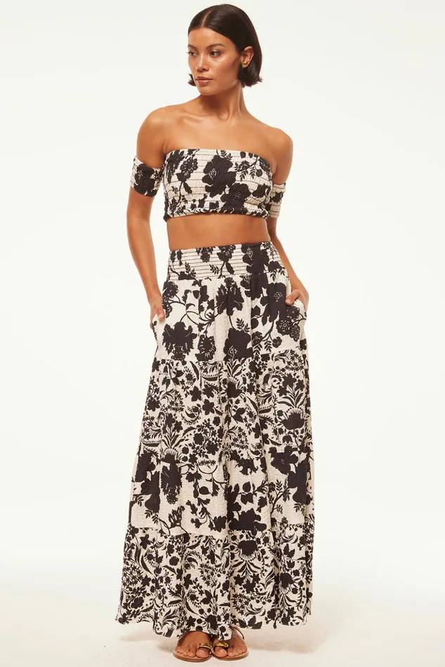 MISA Los Angeles ALBA TOP Flora Negra Women Tops