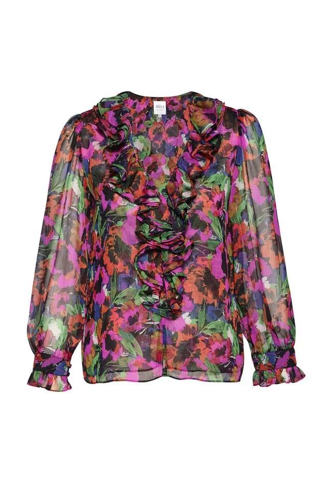 MISA Los Angeles FLORENCE TOP Jewel Tone Flora Women Tops