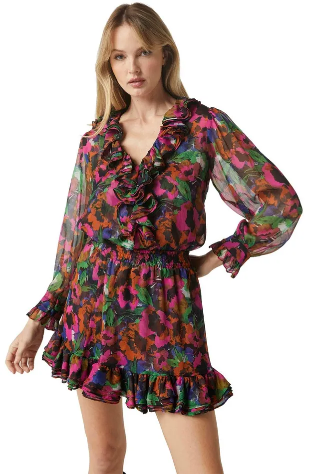 MISA Los Angeles FLORENCE TOP Jewel Tone Flora Women Tops