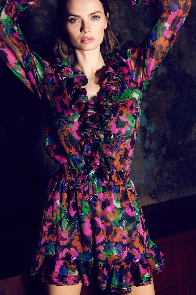 MISA Los Angeles FLORENCE TOP Jewel Tone Flora Women Tops