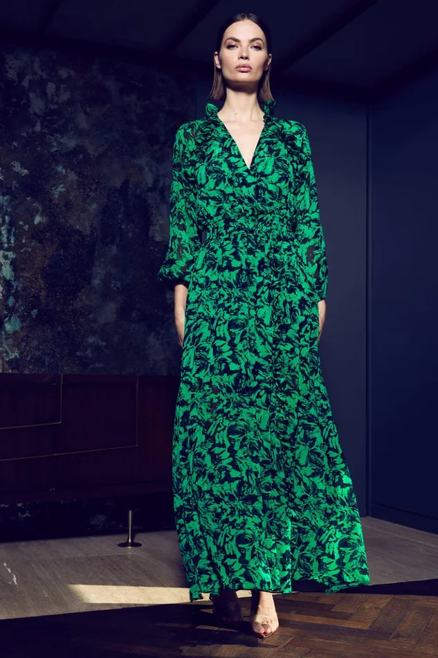 MISA Los Angeles JOCASTA DRESS Emerald Abstract Women Dresses