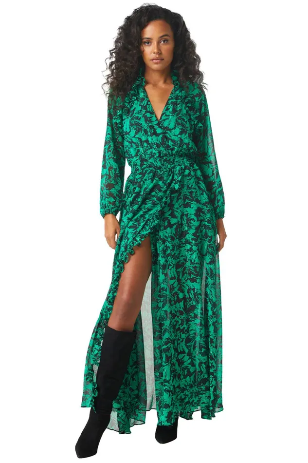 MISA Los Angeles JOCASTA DRESS Emerald Abstract Women Dresses