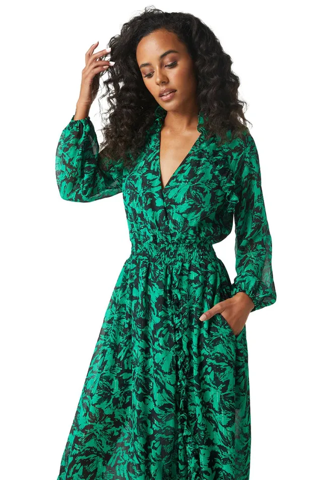MISA Los Angeles JOCASTA DRESS Emerald Abstract Women Dresses