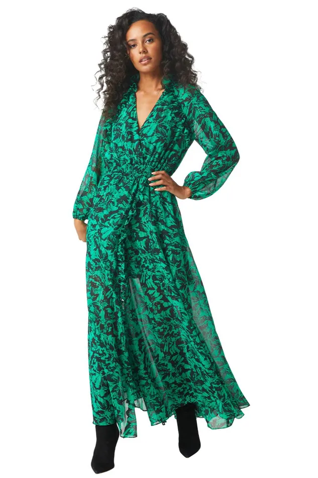 MISA Los Angeles JOCASTA DRESS Emerald Abstract Women Dresses