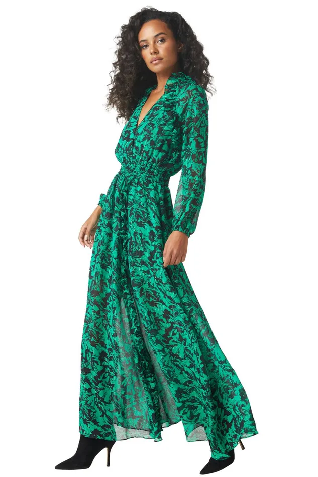 MISA Los Angeles JOCASTA DRESS Emerald Abstract Women Dresses