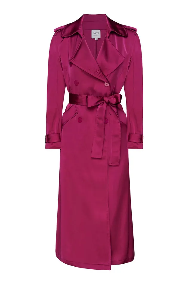 MISA Los Angeles KIKI TRENCH Fuchsia Satin Women Dresses