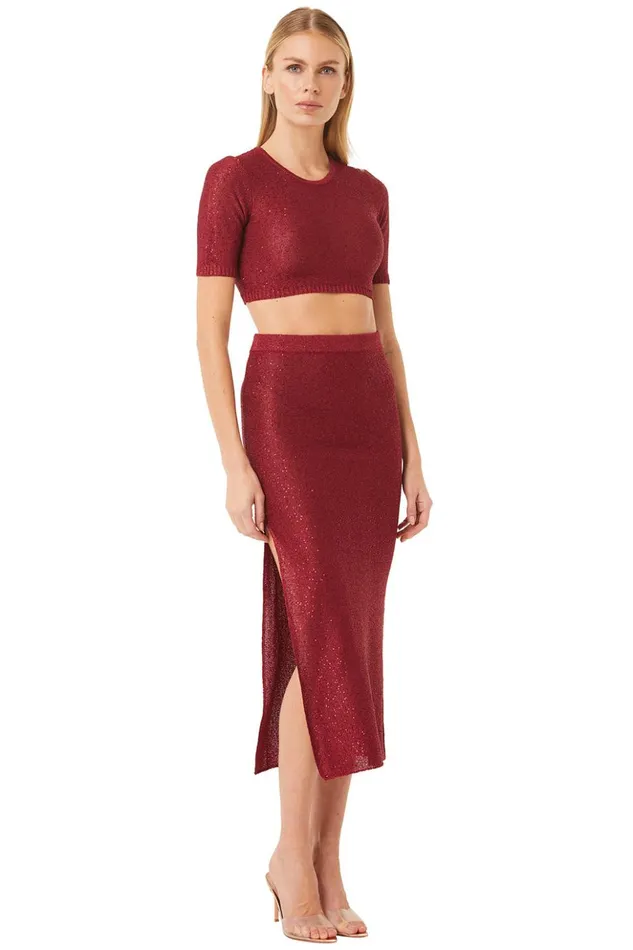 MISA Los Angeles VERA SKIRT Lipstick Red Women Skirts and Shorts