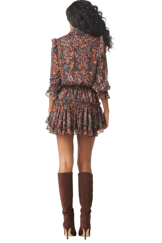 MISA Los Angeles VITTORIA DRESS Peacock Abstract Women Dresses