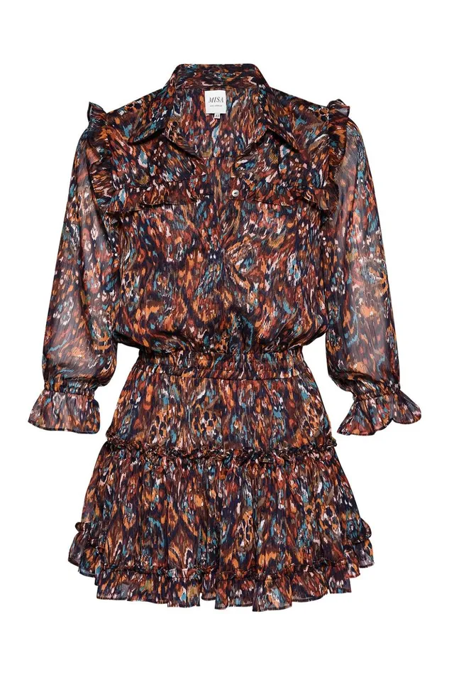 MISA Los Angeles VITTORIA DRESS Peacock Abstract Women Dresses
