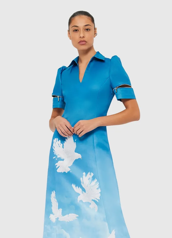Nadine Shirt Midi Dress 8211 Aerial Print Dresses and Jumpsuits LEO LIN Women